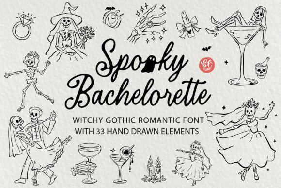Spooky Bachelorette Typeface: A Gothic Script for Seasonal Craft Designs